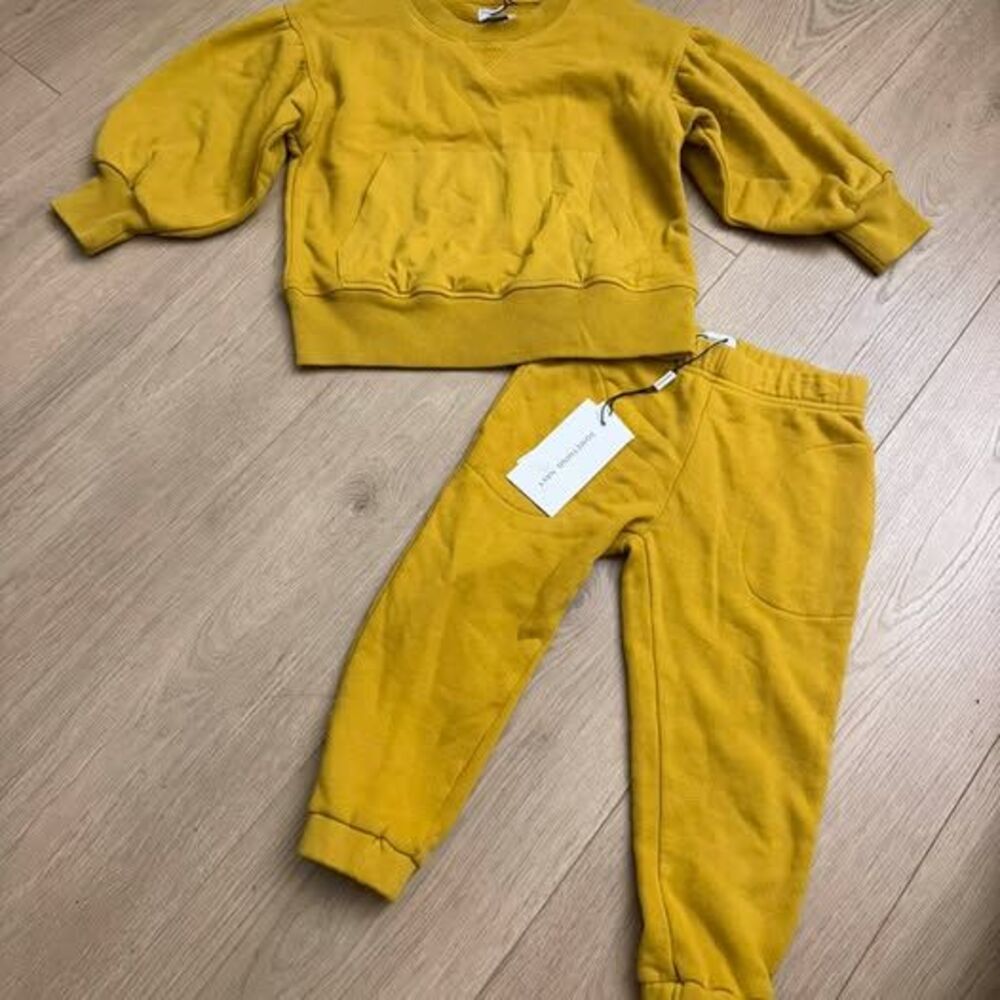 Something Navy Kids Mustard Sweatshirt and Joggers Set, Size 4T New with tags